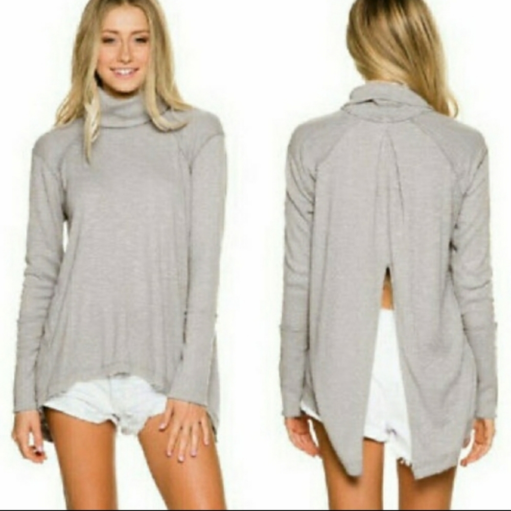 Free People Light Gray Draped Back Turtleneck Top. Priced to Sell